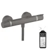 Hansgrohe Mitigeur douche thermostatique Ecostat Comfort noir chromé brossé + Nettoyant Briochin