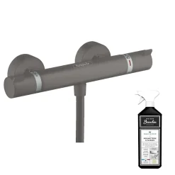 Hansgrohe Mitigeur douche thermostatique Ecostat Comfort noir chromé brossé + Nettoyant Briochin
