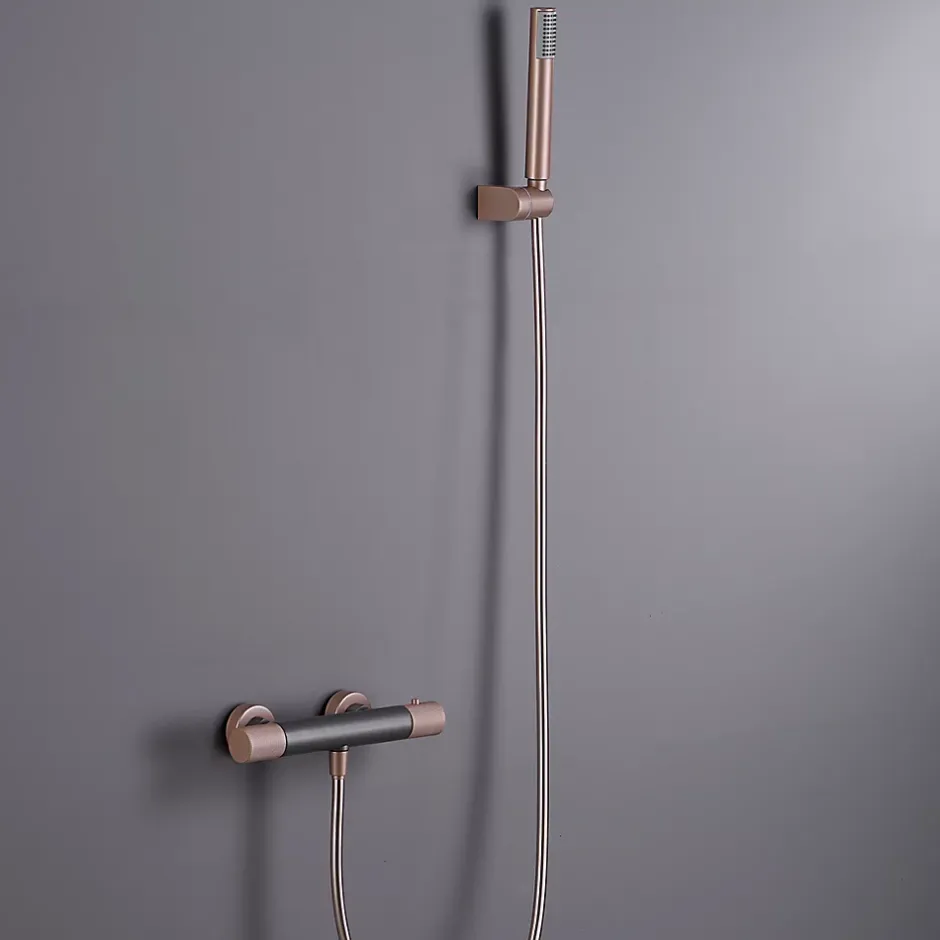 Imex Products Mitigeur douche thermostatique champagne en laiton et zama avec flexible PVC