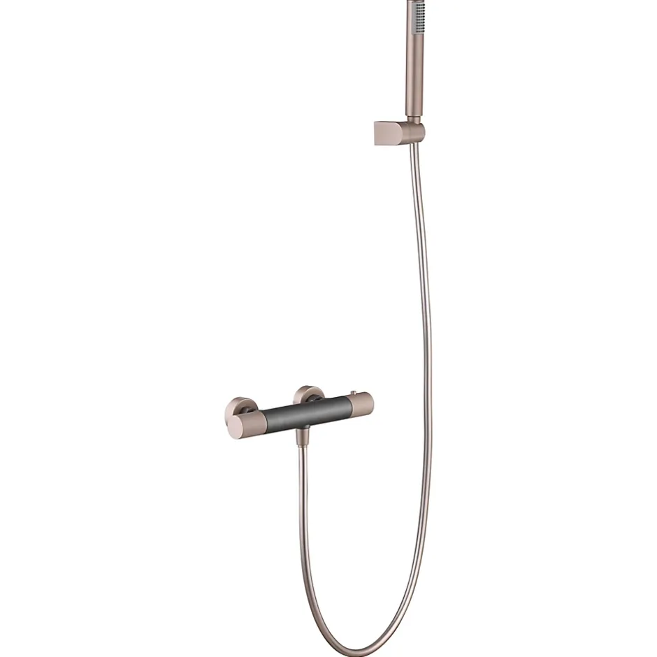 Imex Products Mitigeur douche thermostatique champagne en laiton et zama avec flexible PVC