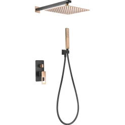 Imex Products Mitigeur encastre douche 2 voies noiroro rosa acier et laiton avec pommeau 25x25 cm* Colonne De Douche Mécanique