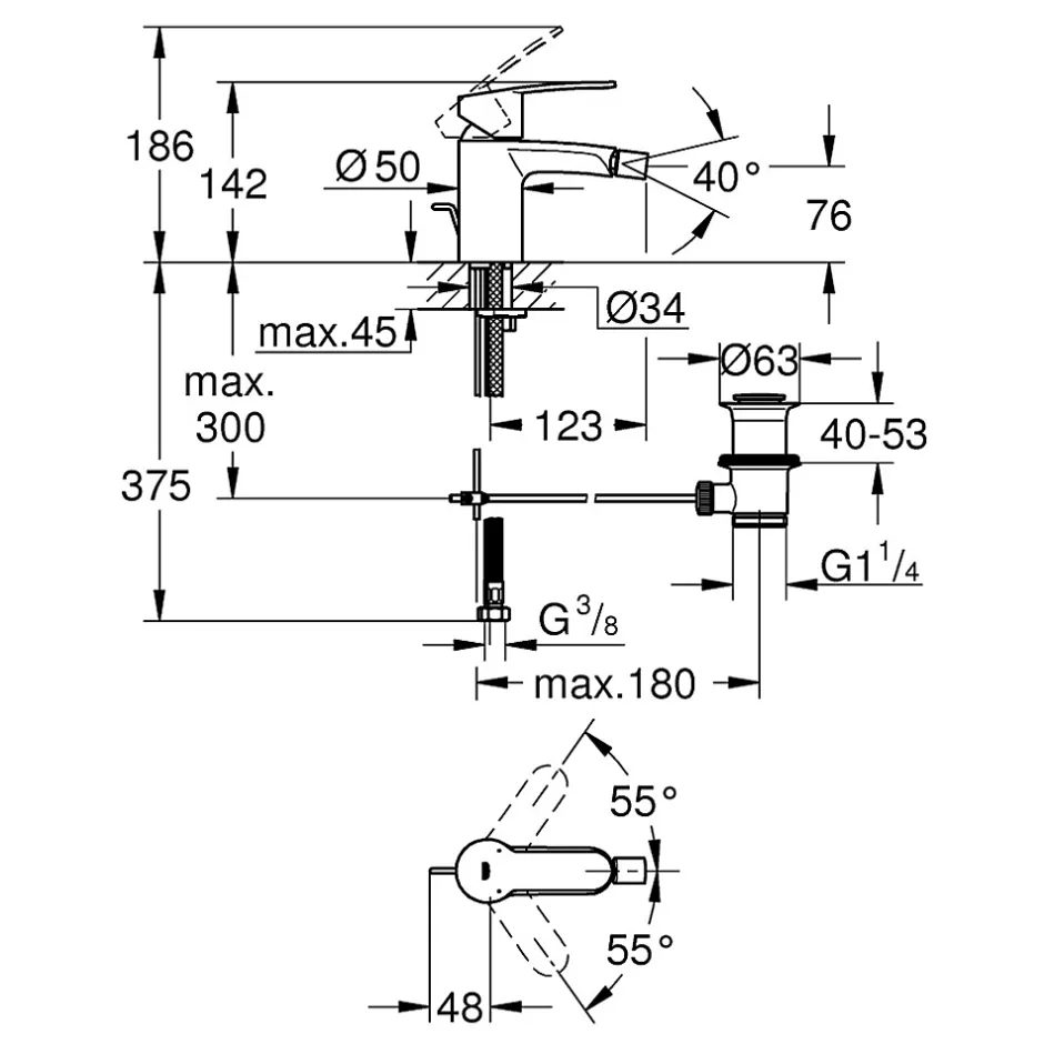 Grohe Mitigeur EUROSTYLE COSMOPOLITAN* Robinet De Bidet