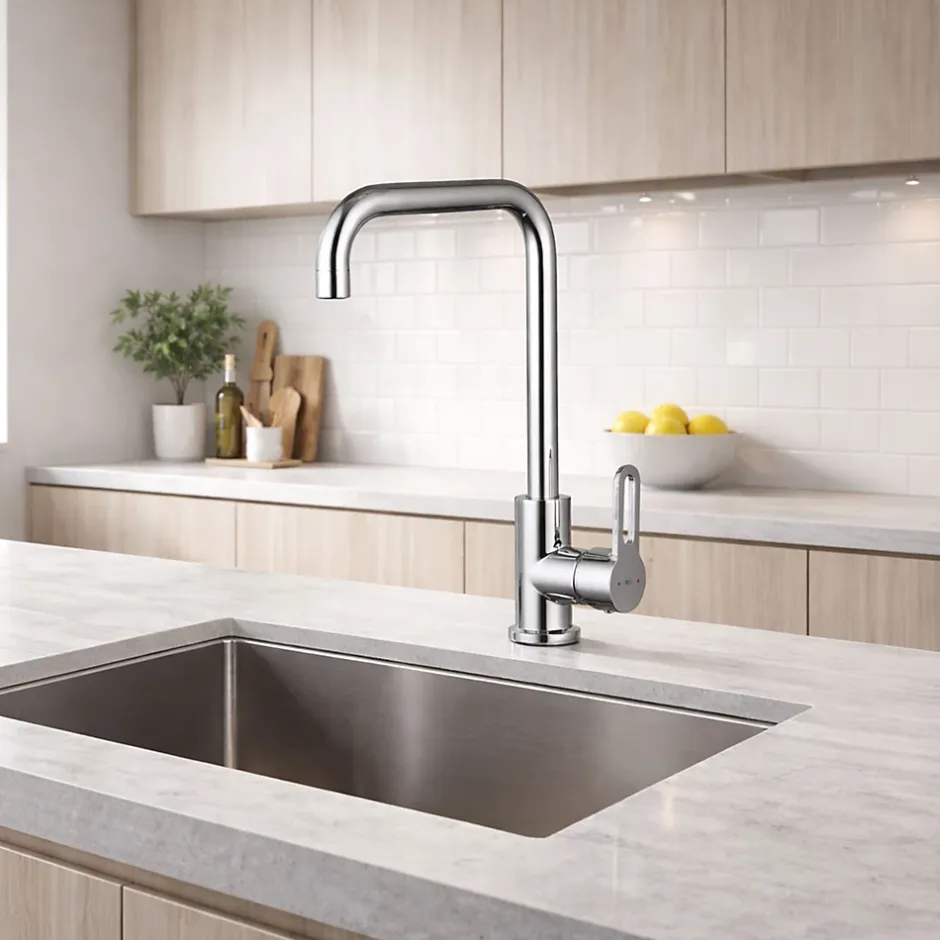 Essebagno Mitigeur haut de cuisine Baltic H. 34,7 cm acier chromé* Evier Et Robinet De Buanderie