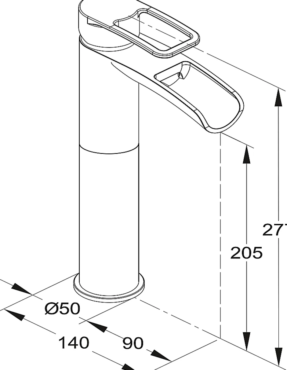 GoodHome Mitigeur haut de lavabo chromé effet chute d'eau Olmeto