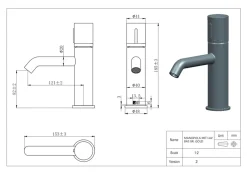 Essebagno Mitigeur lavabo bas avec vidage en laiton doré et marbre blanc, Manopola* Robinet Lavabo Et Vasque