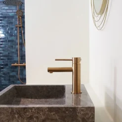 Essebagno Mitigeur lavabo bas cuivre brossé Luisa* Robinet Lavabo Et Vasque