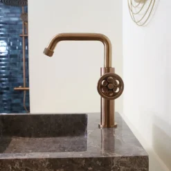 Essebagno Mitigeur lavabo bas cuivre brossé Indus* Robinet Lavabo Et Vasque