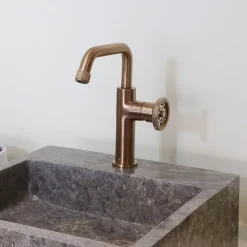 Essebagno Mitigeur lavabo bas cuivre brossé Indus* Robinet Lavabo Et Vasque