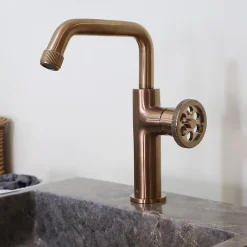 Essebagno Mitigeur lavabo bas cuivre brossé Indus* Robinet Lavabo Et Vasque