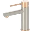 Essebagno Mitigeur lavabo bas façon inox et or rose Envol