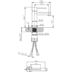 Essebagno Mitigeur lavabo bas façon inox et or rose Envol