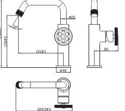 Essebagno Mitigeur lavabo bas gris gun métal Indus* Robinet Lavabo Et Vasque