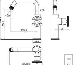 Essebagno Mitigeur lavabo bas noir et manette rouge Indus* Robinet Lavabo Et Vasque