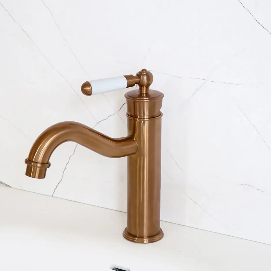 Essebagno Mitigeur lavabo bas rétro cuivre brossé Leeds
