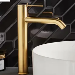 Jacob Delafon Mitigeur lavabo bec haut Grands Boulevards sans vidage Laiton brossé