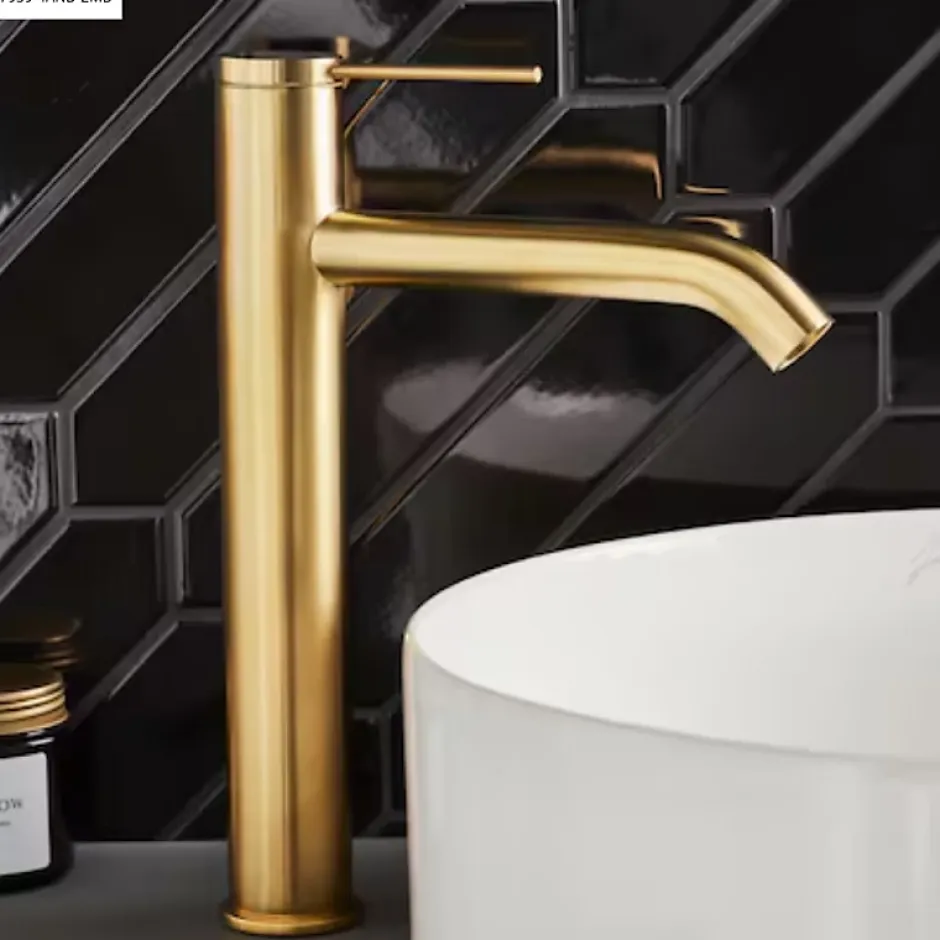 Jacob Delafon Mitigeur lavabo bec haut Grands Boulevards sans vidage Laiton brossé