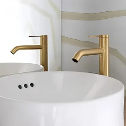 Jacob Delafon Mitigeur lavabo bec haut Grands Boulevards sans vidage Laiton brossé