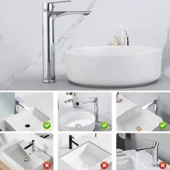 Homelody Mitigeur Lavabo Chromé Bec Haut Monocommande Robinet de Lavabo Eau Chaude et Froide pour Vasque à Poser Salle de Bain* Robinet Lavabo Et Vasque