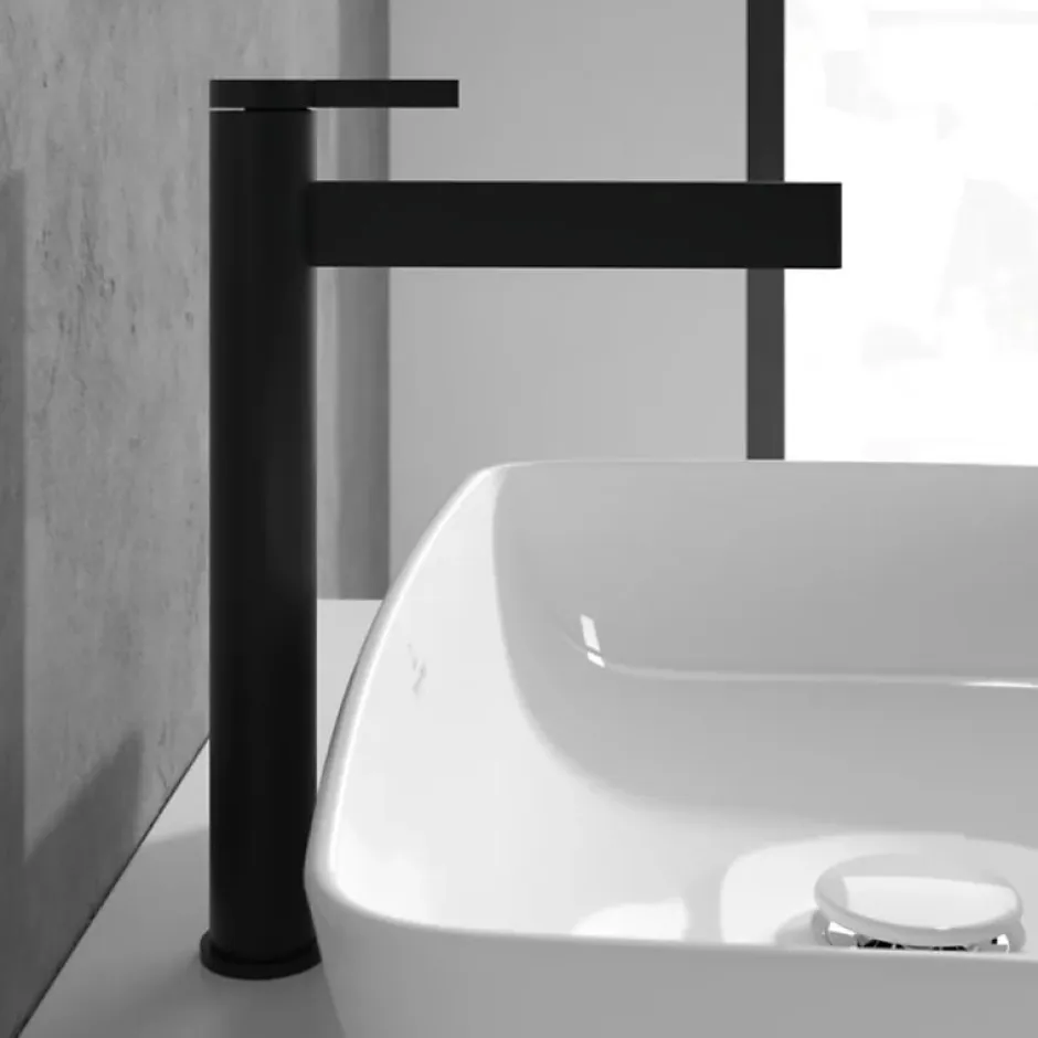 Villeroy & Boch Mitigeur lavabo droit surélevé VILLEROY ET BOCH Dawn sans tirette Noir mat* Accessoire De Robinet