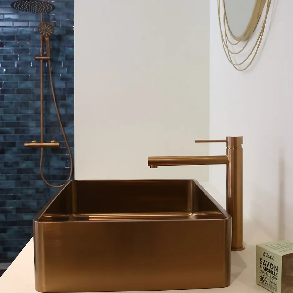 Essebagno Mitigeur lavabo haut cuivre brossé Luisa