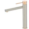 Essebagno Mitigeur lavabo haut façon inox et or rose Envol