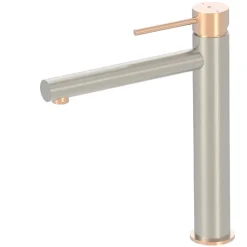 Essebagno Mitigeur lavabo haut façon inox et or rose Envol