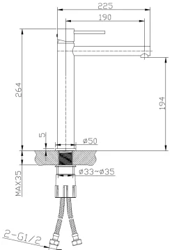 Essebagno Mitigeur lavabo haut façon inox et or rose Envol