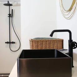 Essebagno Mitigeur lavabo haut noir Indus* Robinet Lavabo Et Vasque