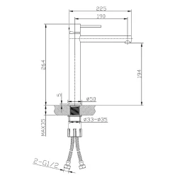 Essebagno Mitigeur lavabo haut or brossé Luisa
