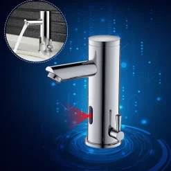 Auralum Max Mitigeur lavabo Infrarouge robinet lavabo capteur automatique, Robinet de Salle de Bain en Laiton Chromé* Robinet Lavabo Et Vasque