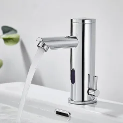 Auralum Max Mitigeur lavabo Infrarouge robinet lavabo capteur automatique, Robinet de Salle de Bain en Laiton Chromé* Robinet Lavabo Et Vasque