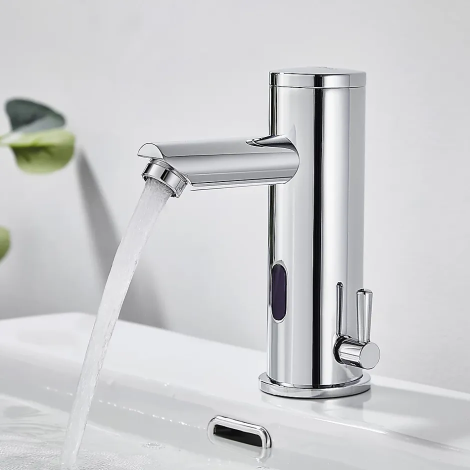 Auralum Max Mitigeur lavabo Infrarouge robinet lavabo capteur automatique, Robinet de Salle de Bain en Laiton Chromé* Robinet Lavabo Et Vasque