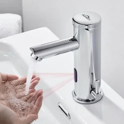Auralum Max Mitigeur lavabo Infrarouge robinet lavabo capteur automatique, Robinet de Salle de Bain en Laiton Chromé* Robinet Lavabo Et Vasque