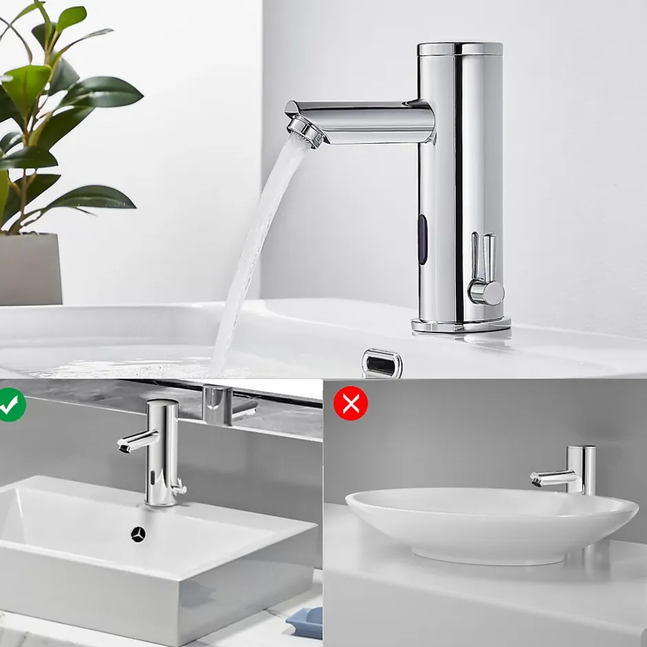 Auralum Max Mitigeur lavabo Infrarouge robinet lavabo capteur automatique, Robinet de Salle de Bain en Laiton Chromé* Robinet Lavabo Et Vasque