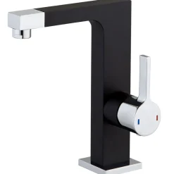 Essebagno Mitigeur lavabo noir chromé Short* Robinet Lavabo Et Vasque