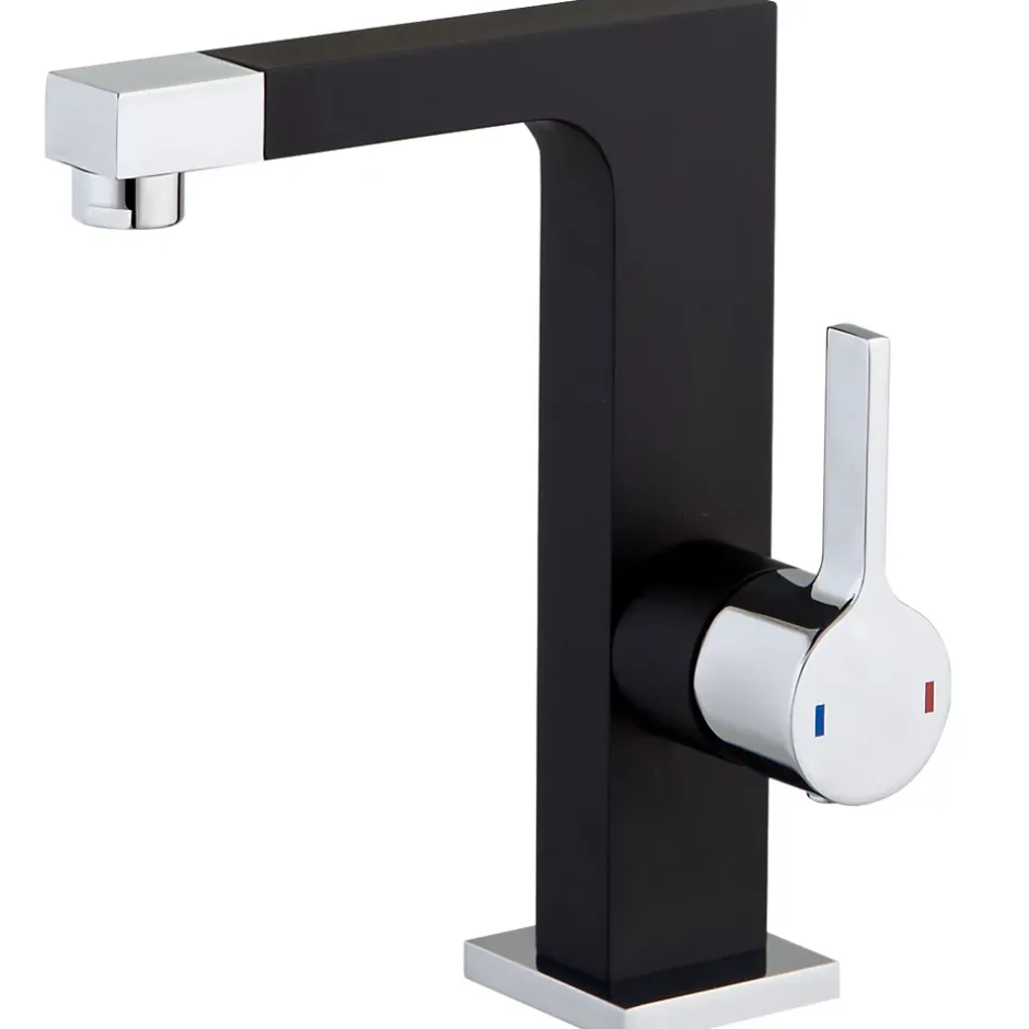 Essebagno Mitigeur lavabo noir chromé Short* Robinet Lavabo Et Vasque