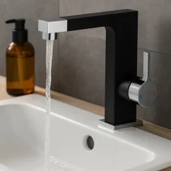 Essebagno Mitigeur lavabo noir chromé Short* Robinet Lavabo Et Vasque
