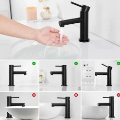 Cecipa Max Mitigeur Lavabo, Robinet Lavabo ,Robinet de Salle Bain à économie d'eau Monocommande avec Aérateur Démotable, Noir* Robinet Lavabo Et Vasque