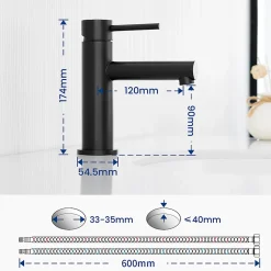 Cecipa Max Mitigeur Lavabo, Robinet Lavabo ,Robinet de Salle Bain à économie d'eau Monocommande avec Aérateur Démotable, Noir* Robinet Lavabo Et Vasque
