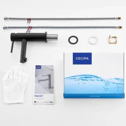 Cecipa Max Mitigeur Lavabo, Robinet Lavabo ,Robinet de Salle Bain à économie d'eau Monocommande avec Aérateur Démotable, Noir* Robinet Lavabo Et Vasque