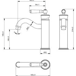 Essebagno Mitigeur lavabo rétro bas or brossé Leeds* Robinet Lavabo Et Vasque