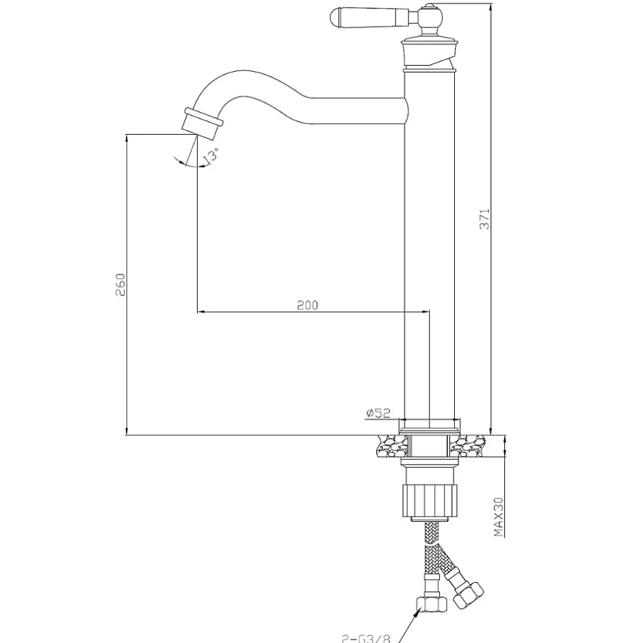 Essebagno Mitigeur lavabo rétro haut or brossé Leeds* Robinet Lavabo Et Vasque