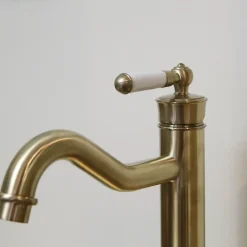 Essebagno Mitigeur lavabo rétro haut or brossé Leeds* Robinet Lavabo Et Vasque