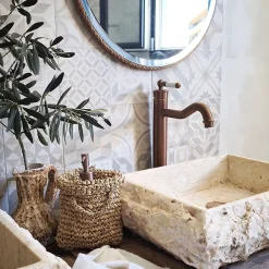 Essebagno Mitigeur lavabo rétro haut cuivre brossé Leeds