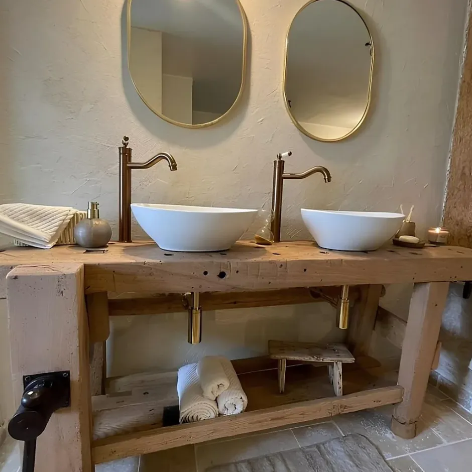 Essebagno Mitigeur lavabo rétro haut cuivre brossé Leeds