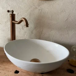 Essebagno Mitigeur lavabo rétro haut cuivre brossé Leeds
