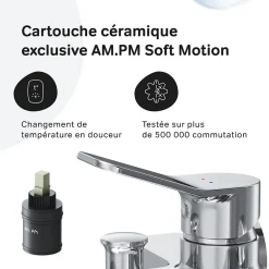 Am.Pm Europe Mitigeur mécanique de baignoire avec douchette et support Robinet Salle de Bain Chromé, FXA15000 X-Joy AM.PM