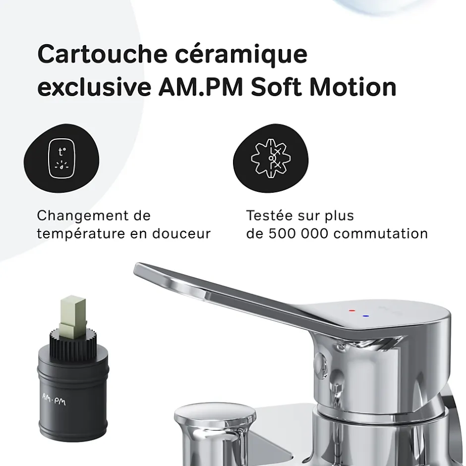 Am.Pm Europe Mitigeur mécanique de baignoire avec douchette et support Robinet Salle de Bain Chromé, FXA15000 X-Joy AM.PM