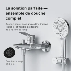 Am.Pm Europe Mitigeur mécanique de baignoire avec douchette et support Robinet Salle de Bain Chromé, FXA15000 X-Joy AM.PM