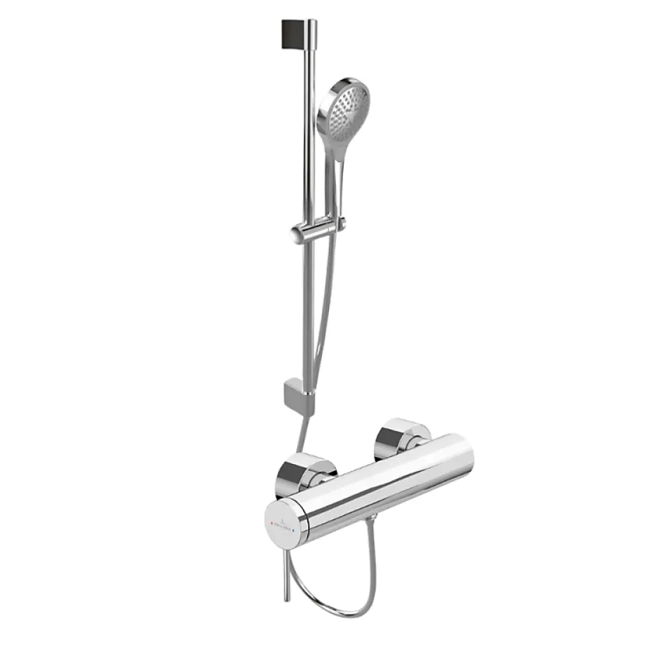 Villeroy & Boch Mitigeur mécanique douche VILLEROY ET BOCH Loop & Friends Chrome + Ensemble de douche VILLEROY ET BOCH Verve Showers 3 jets Chrome* Colonne De Douche Mécanique